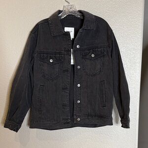 Abercrombie & Fitch Charcoal trucker oversized Denim Jacket NWT